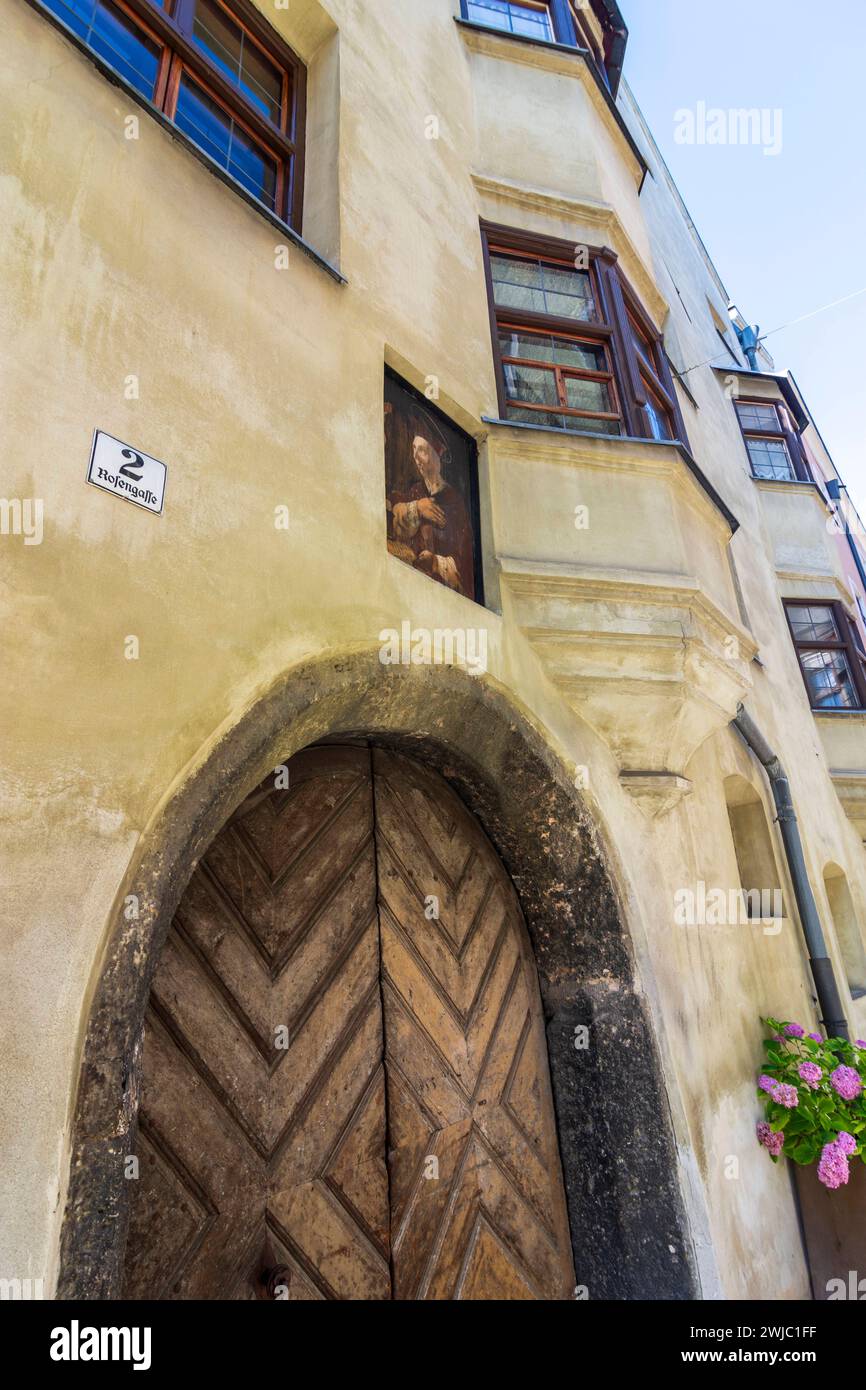 Vieille ville, maison dans l'allée Rosengasse Hall in Tirol Region Hall-Wattens Tirol, Tyrol Autriche Banque D'Images