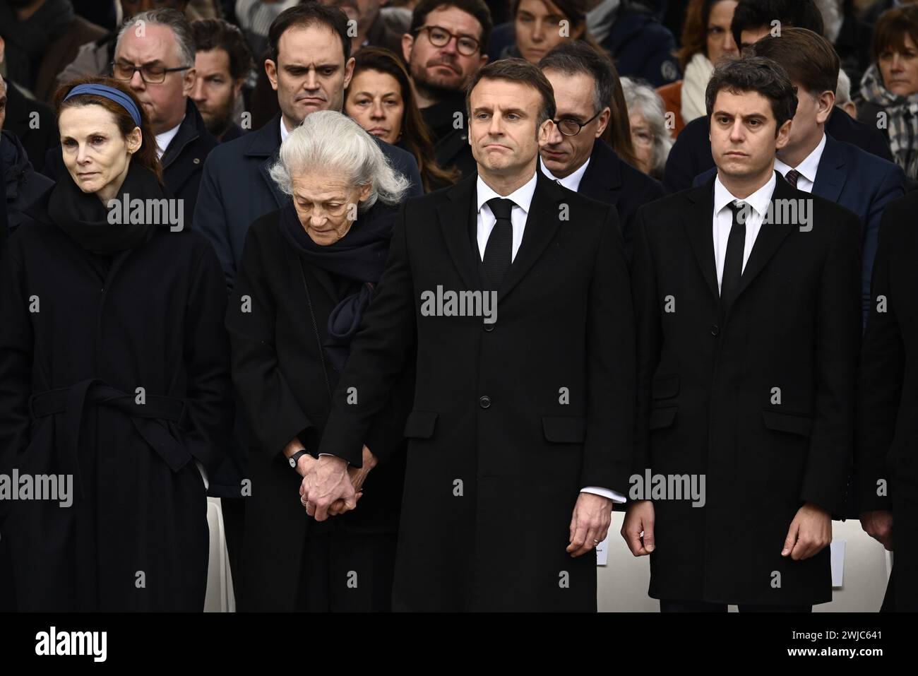 Paris, France. 14 février 2024. Julien Mattia/le Pictorium - hommage national à Robert Badinter - 14/02/2024 - France/Ile-de-France (région)/Paris - hommage national à Robert Badinter, devant le ministère de la Justice à Paris, le 14 février 2024. Crédit : LE PICTORIUM/Alamy Live News Banque D'Images