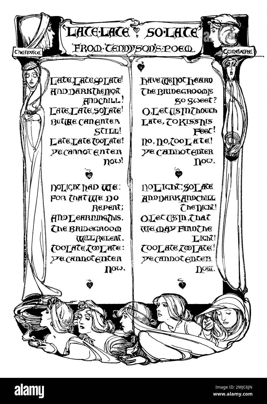 1901 illustration de tardif, tardif, si tardif! Par Alfred Lord Tennyson, par Belfast née peintre et illustratrice Gertrude Lindsay Banque D'Images