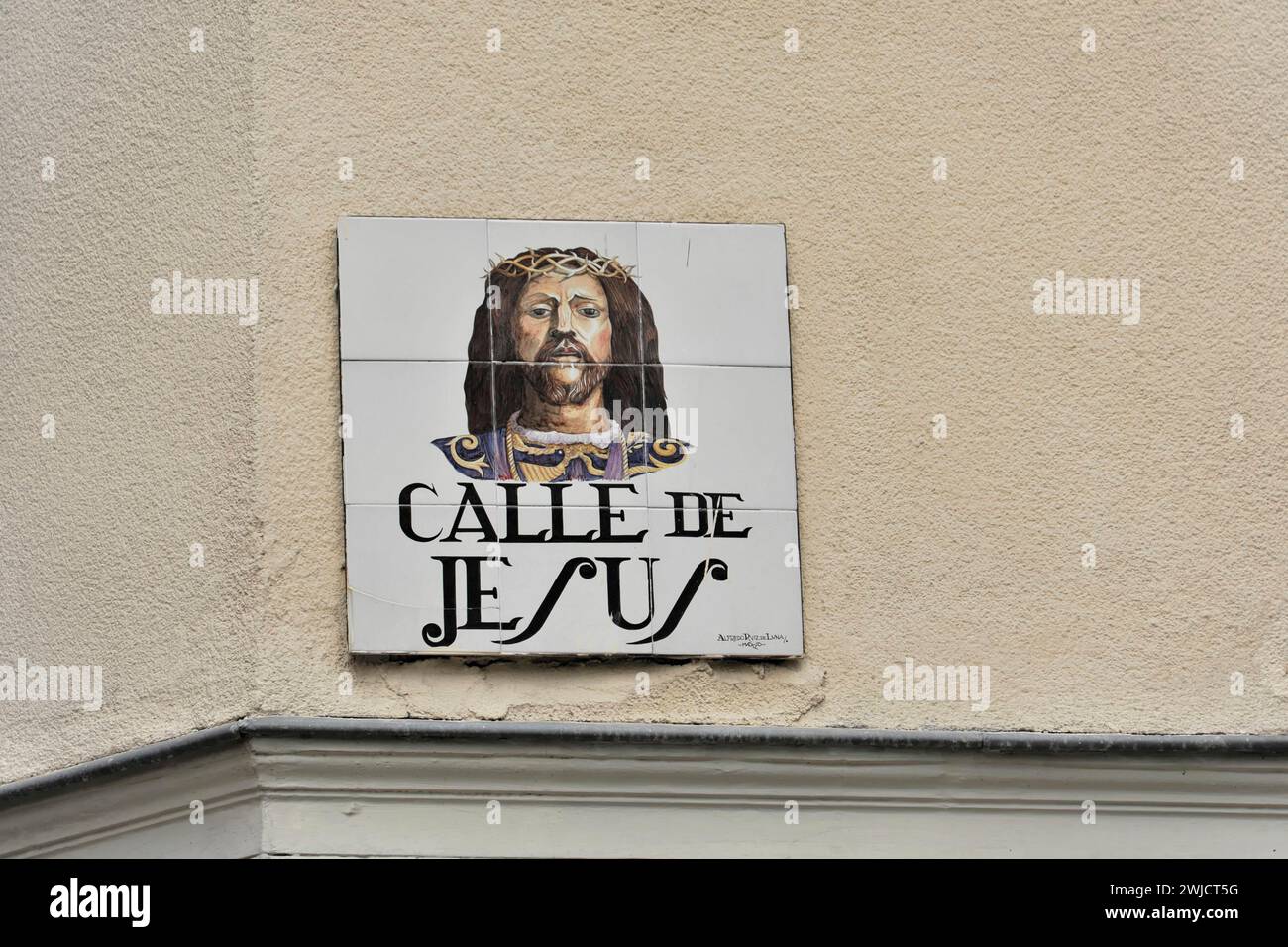 Panneau de rue en tuile, CALLE DE JESUS, Madrid, Espagne Banque D'Images