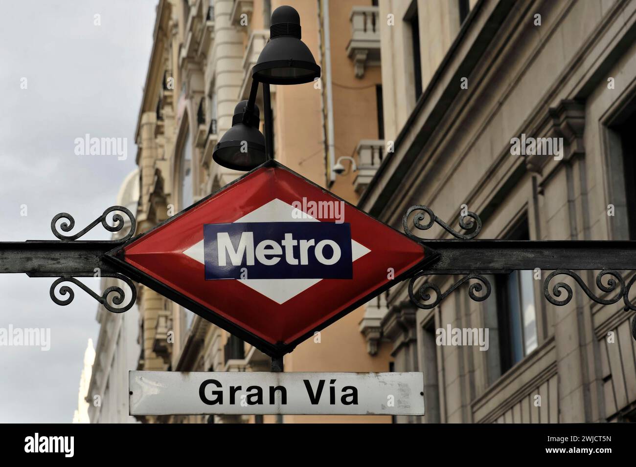 Panneau métro, métro, Gran via, Madrid, Espagne Banque D'Images