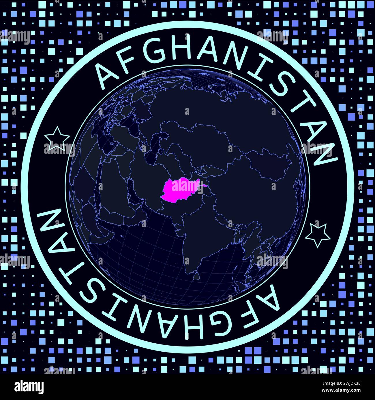 Afghanistan sur globe vecteur. Vue satellite futuriste du monde centrée sur l'Afghanistan. Illustration de Vecteur