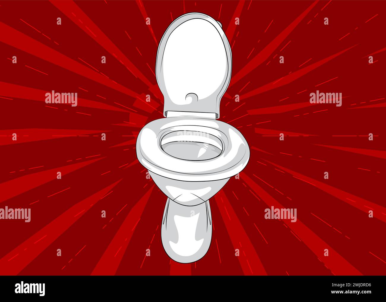 Cartoon Flush Toilet, toilettes de bande dessinée. Design pop art de bandes dessinées vectorielles rétro. Illustration de Vecteur