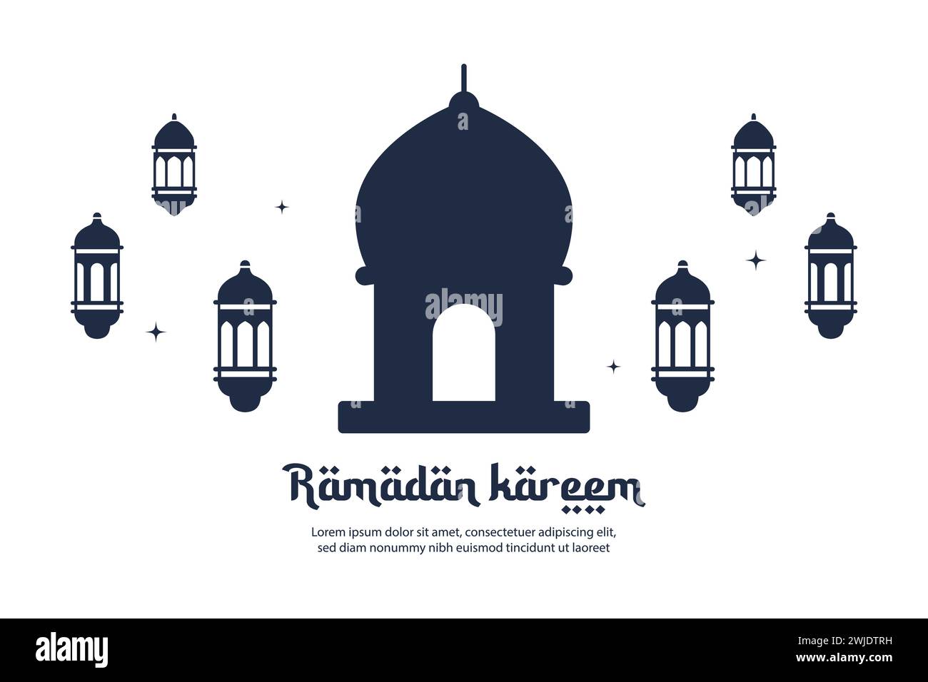 Illustration vectorielle de silhouette de lanterne de mosquée Ramadan Kareem Illustration de Vecteur