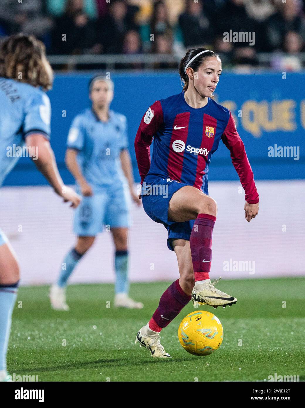Amsterdam, pays-Bas. 14 février 2024. Aitana Bonmatí du F.C Barcelone vue en action lors du match de la Liga F (première division féminine d'Espagne) 2023-24 entre le F.C Barcelone et Levante U.D au Johan Cruyff Stadium. Score final ; F.C Barcelona 1:1 Levante U.D (photo de MartÌ Segura Ramoneda/SOPA IM/Sipa USA) crédit : Sipa USA/Alamy Live News Banque D'Images