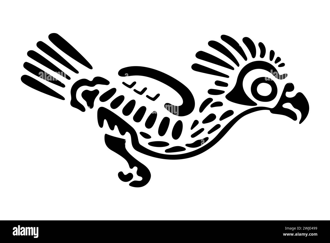 Aigle symbole de l'ancien Mexique. Motif de timbre cylindrique aztèque, montrant un aigle, tel qu'il a été trouvé à Tenochtitlan, centre historique de Mexico. Banque D'Images