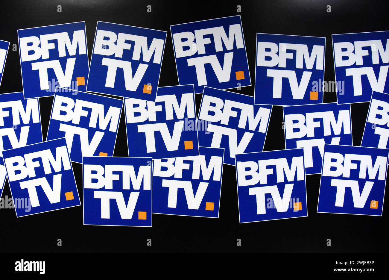 Logos de la chaîne de télévision française BFM TV Banque D'Images