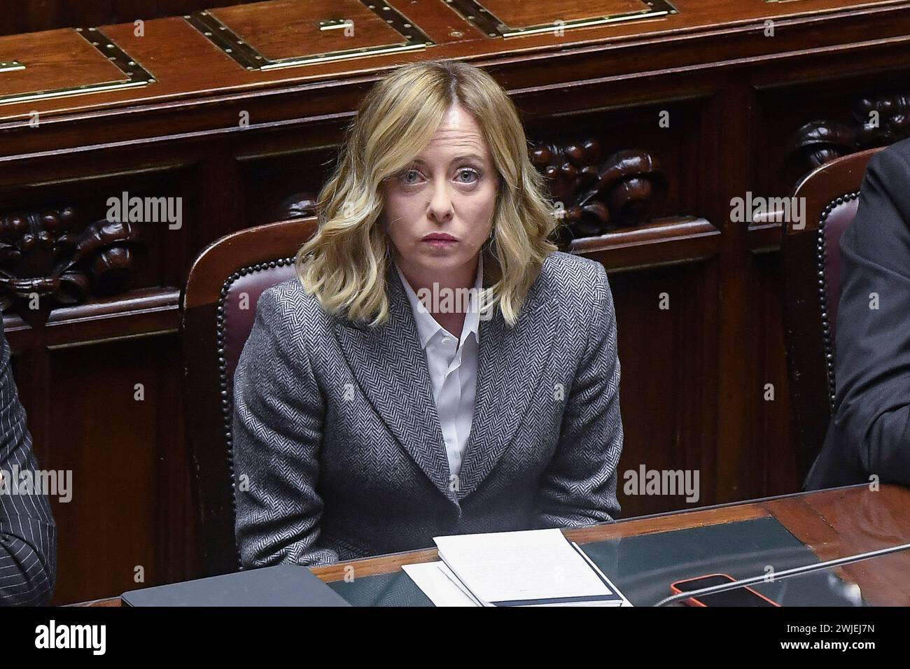 Italie, Rome, le 24 janvier 2024 : Giorgia Meloni, présidente du Conseil des ministres, à la Chambre des députés à propos de l'heure des questions photo © Stef Banque D'Images