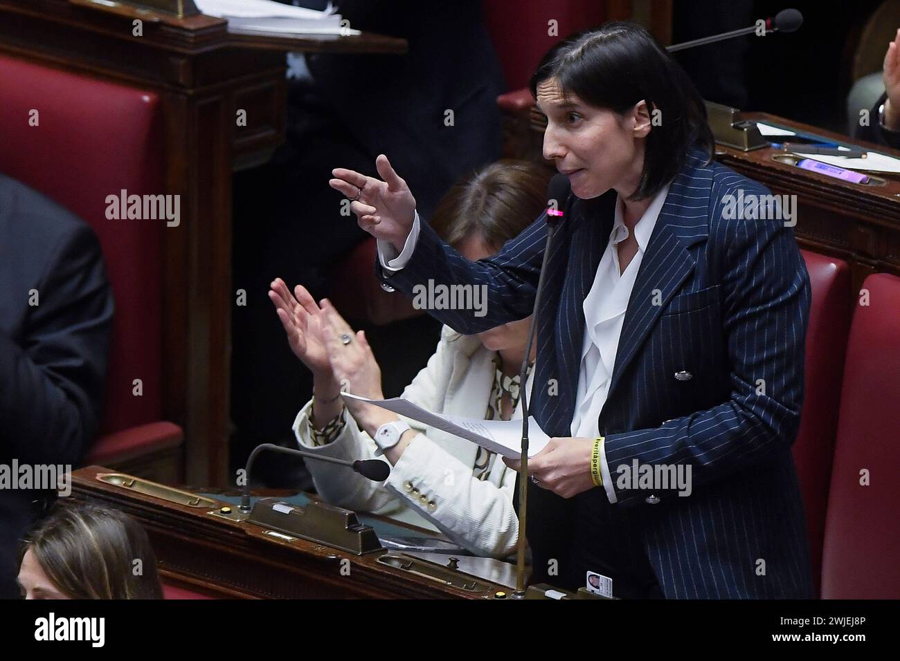 Italie, Rome, le 24 janvier 2024 : Elly Schlein, secrétaire du Parti démocrate, à la Chambre des députés à propos de l'heure des questions photo © Stefano Carofe Banque D'Images