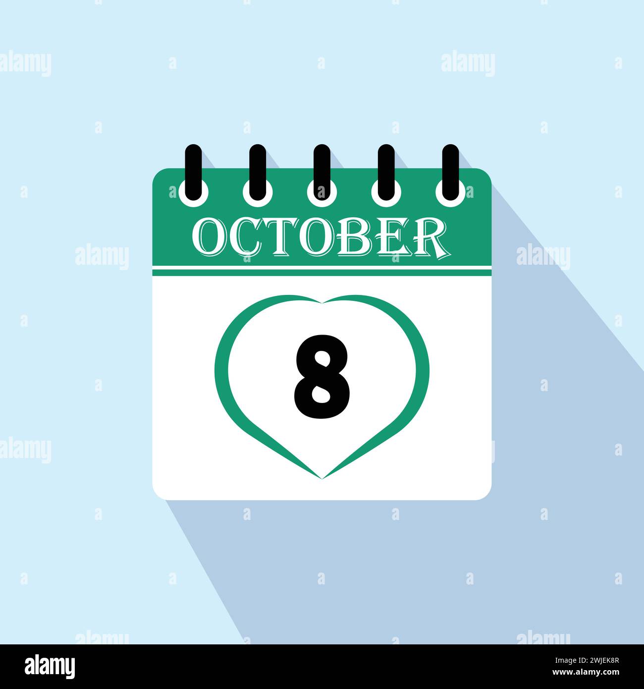 Icône jour calendrier - 8 octobre. 8èmes jours du mois, illustration vectorielle. Illustration de Vecteur