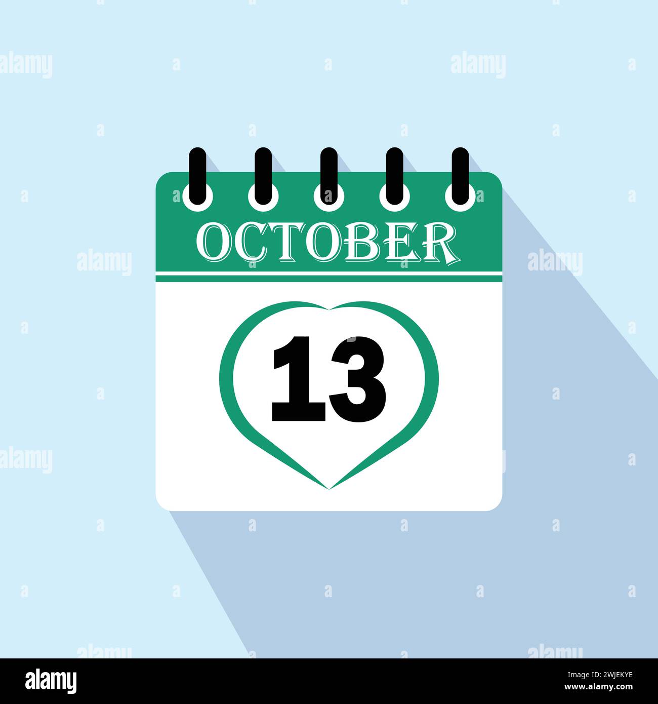 Icône jour calendrier - 13 octobre. 13ème jours du mois, illustration vectorielle. Illustration de Vecteur