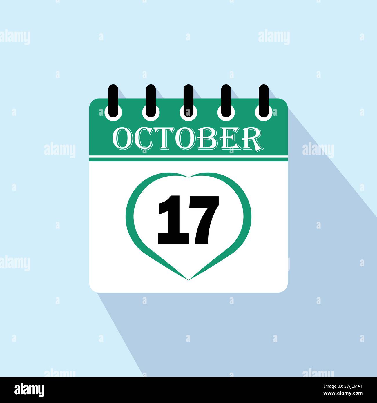 Icône jour calendrier - 17 octobre. 17ème jours du mois, illustration vectorielle. Illustration de Vecteur