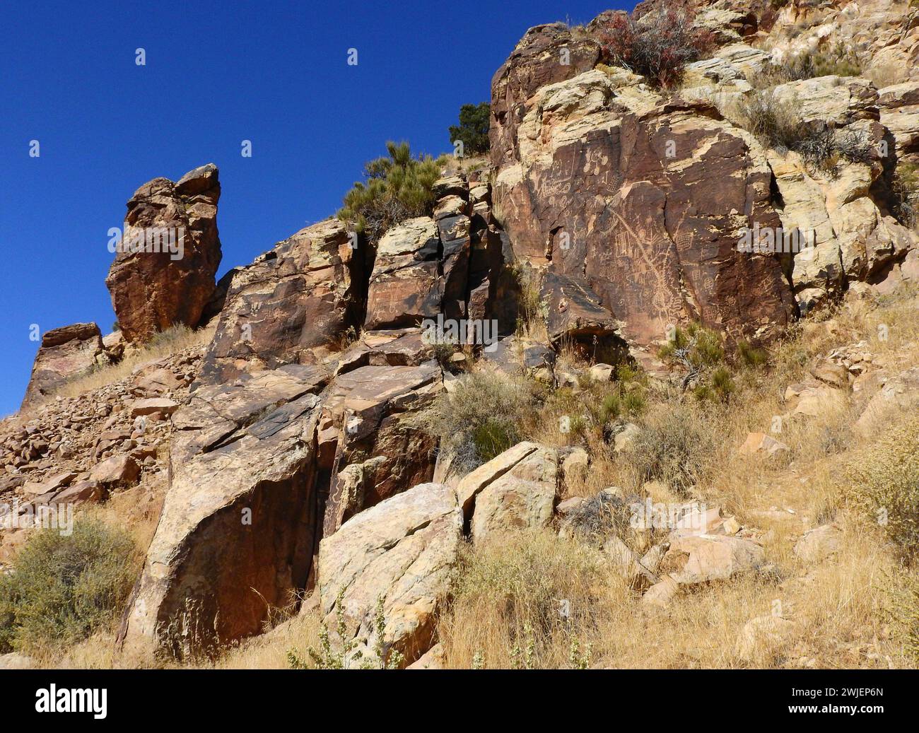 les anciens pétroglyphes indigènes américains à parowan gap, près de cedar city dans le sud-ouest de l'utah Banque D'Images