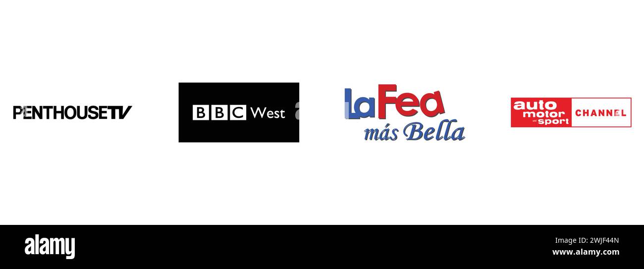 BBC Region West , Auto Motor and Sport Channel , FEA, Penthouse TV. Collection de logos vectoriels éditoriaux. Illustration de Vecteur