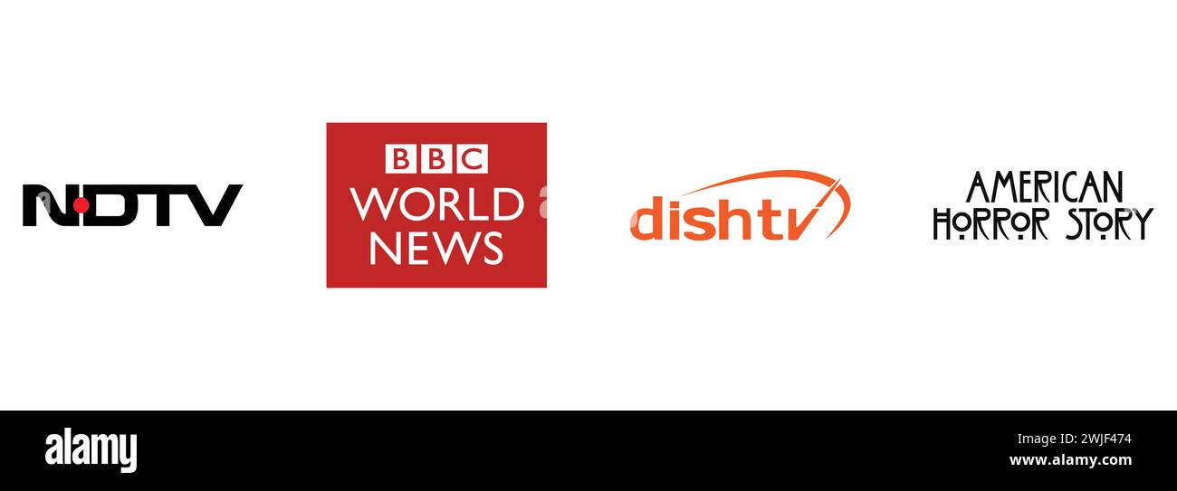 American Horror Story, Dish TV, NDTV, BBC World News. Collection de logos vectoriels éditoriaux. Illustration de Vecteur