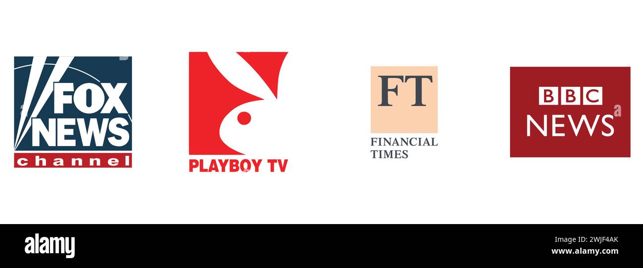 FOX News , Financial Times , BBC News , Playboy TV . Collection de logos vectoriels éditoriaux. Illustration de Vecteur