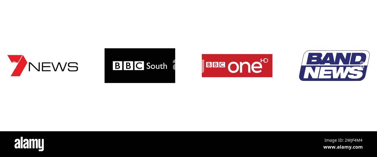 BBC Region South, Seven News, BBC One HD, Band News TV. Collection de logos vectoriels éditoriaux. Illustration de Vecteur