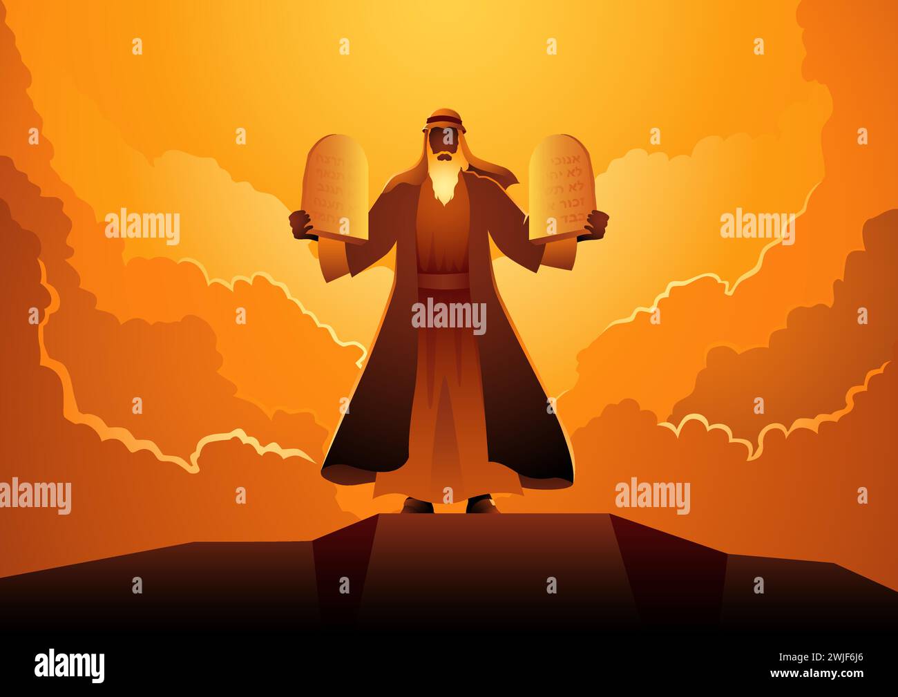 Série d'illustration de figures bibliques, Moïse et les dix Commandements, illustration vectorielle Illustration de Vecteur
