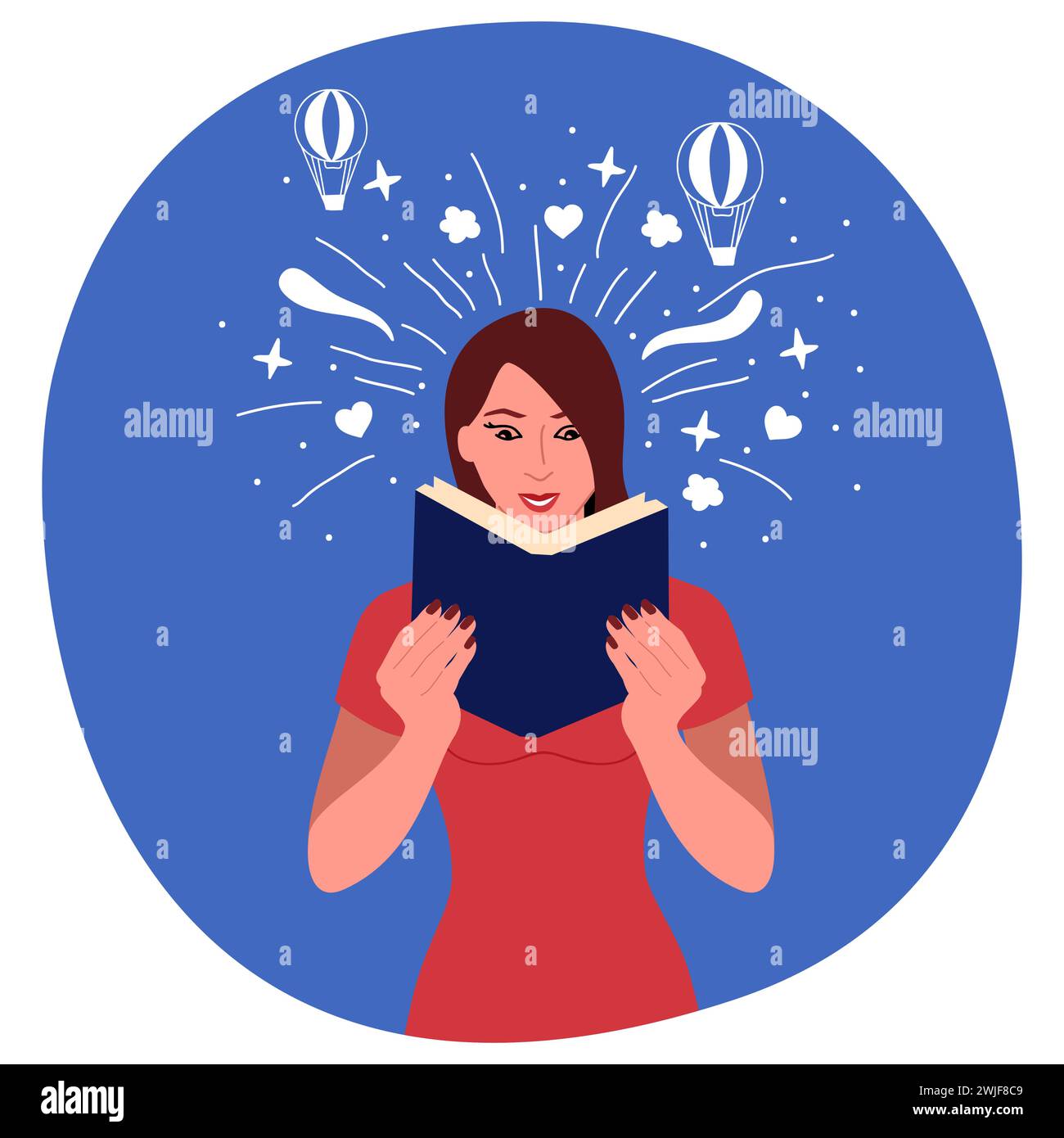 Clip art d'une jolie femme lisant un livre, illustration vectorielle Illustration de Vecteur
