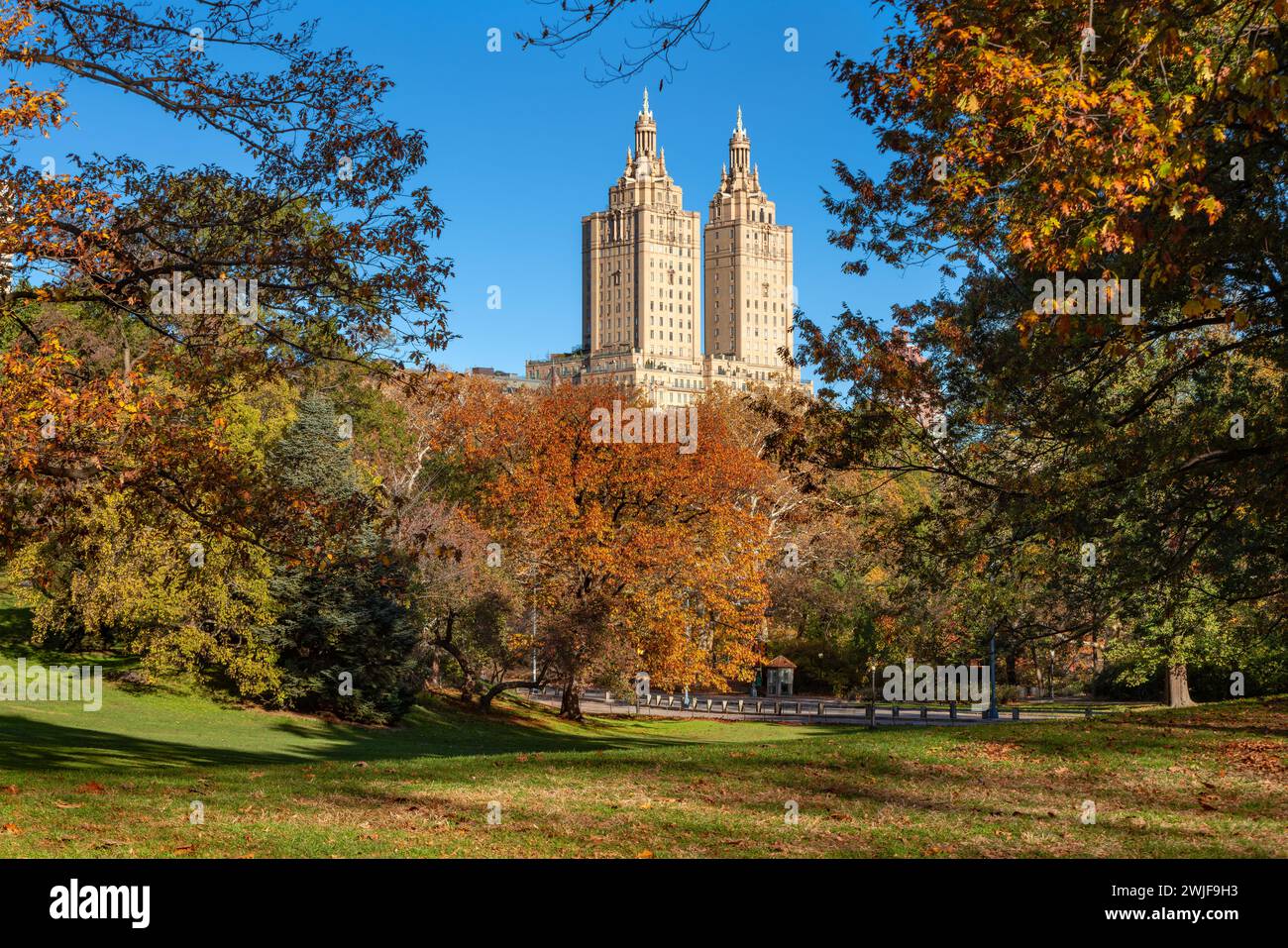 Quartier historique de Central Park West en automne. Upper West Side de Manhattan. New York Banque D'Images