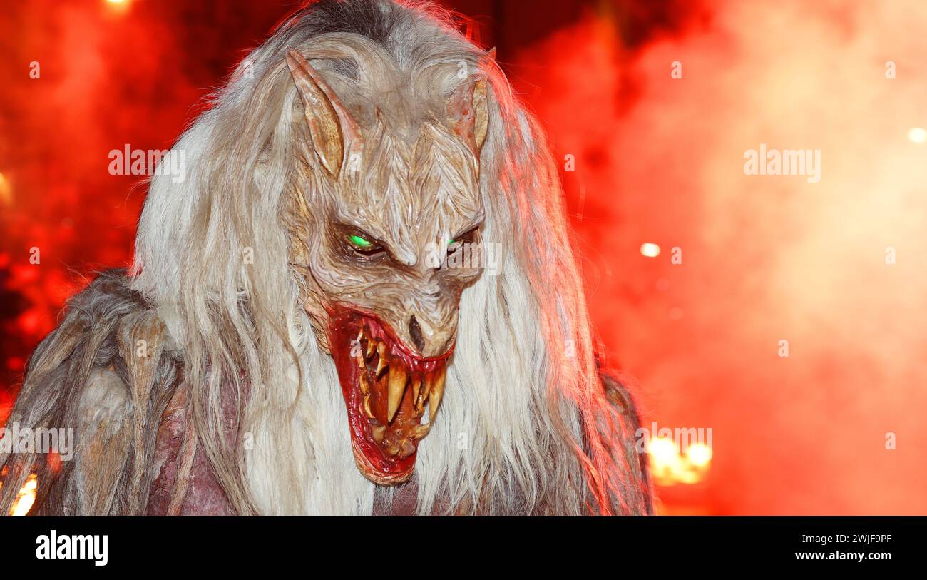 Wolf, Werwolf, Teufel, Krampus, Perchten, Hexen, Rauch, Feuer, Fackel, Kultur, Maske, Monster, Bayern, Oberpfalz, Monsterfeier zur Jahreswende ! Banque D'Images