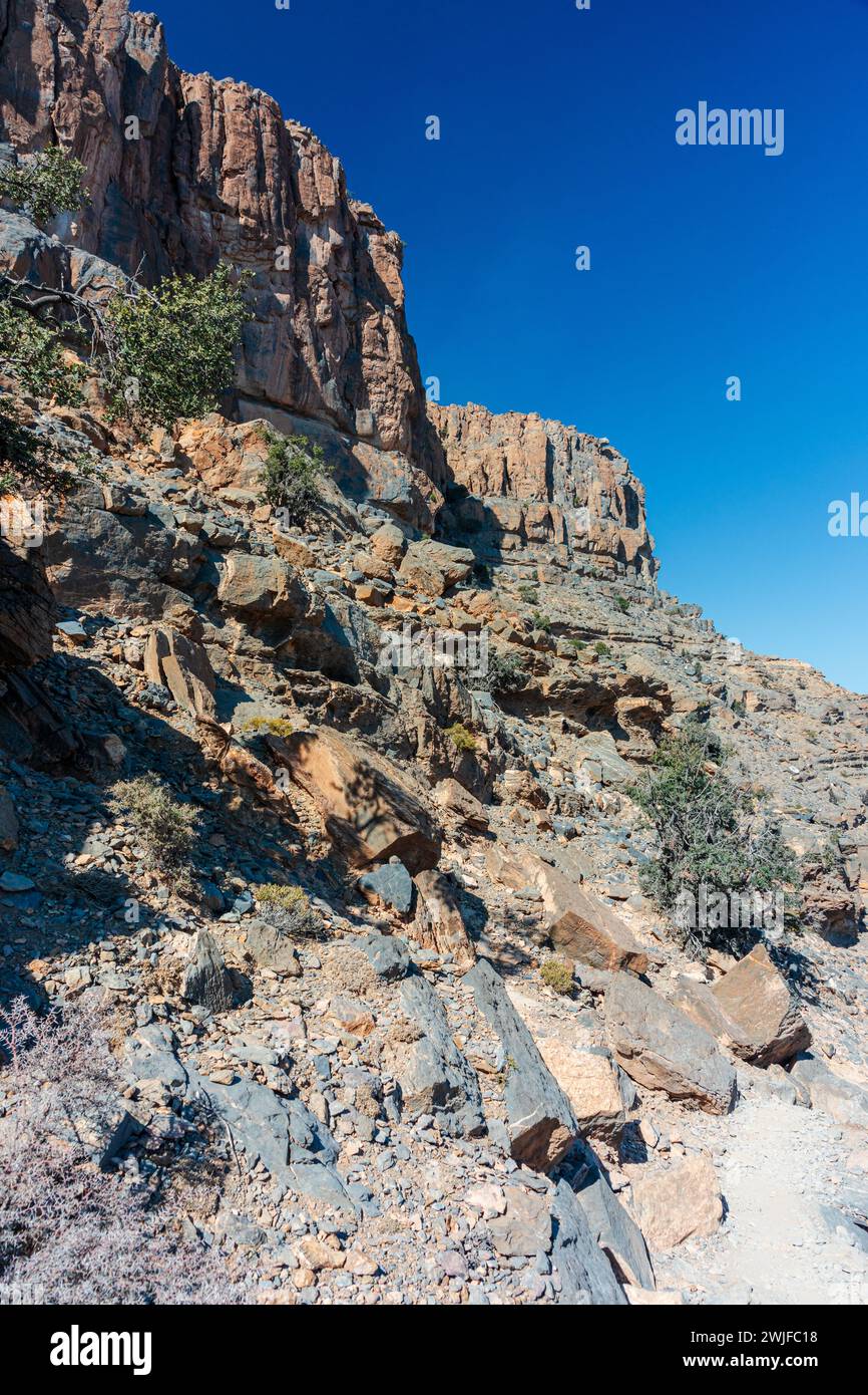 Jebel Shams, Balcony Walk Trial, Oman, ad Dakhiliyah Governorate, Al Hajar Mountains Banque D'Images