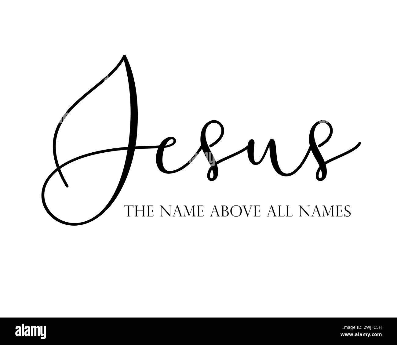 Jésus le nom au-dessus de tous les noms citation élégante. Typographie religieuse pour la conception de t-shirts ou de vêtements. Lettrage de mots bibliques vectoriels Illustration de Vecteur