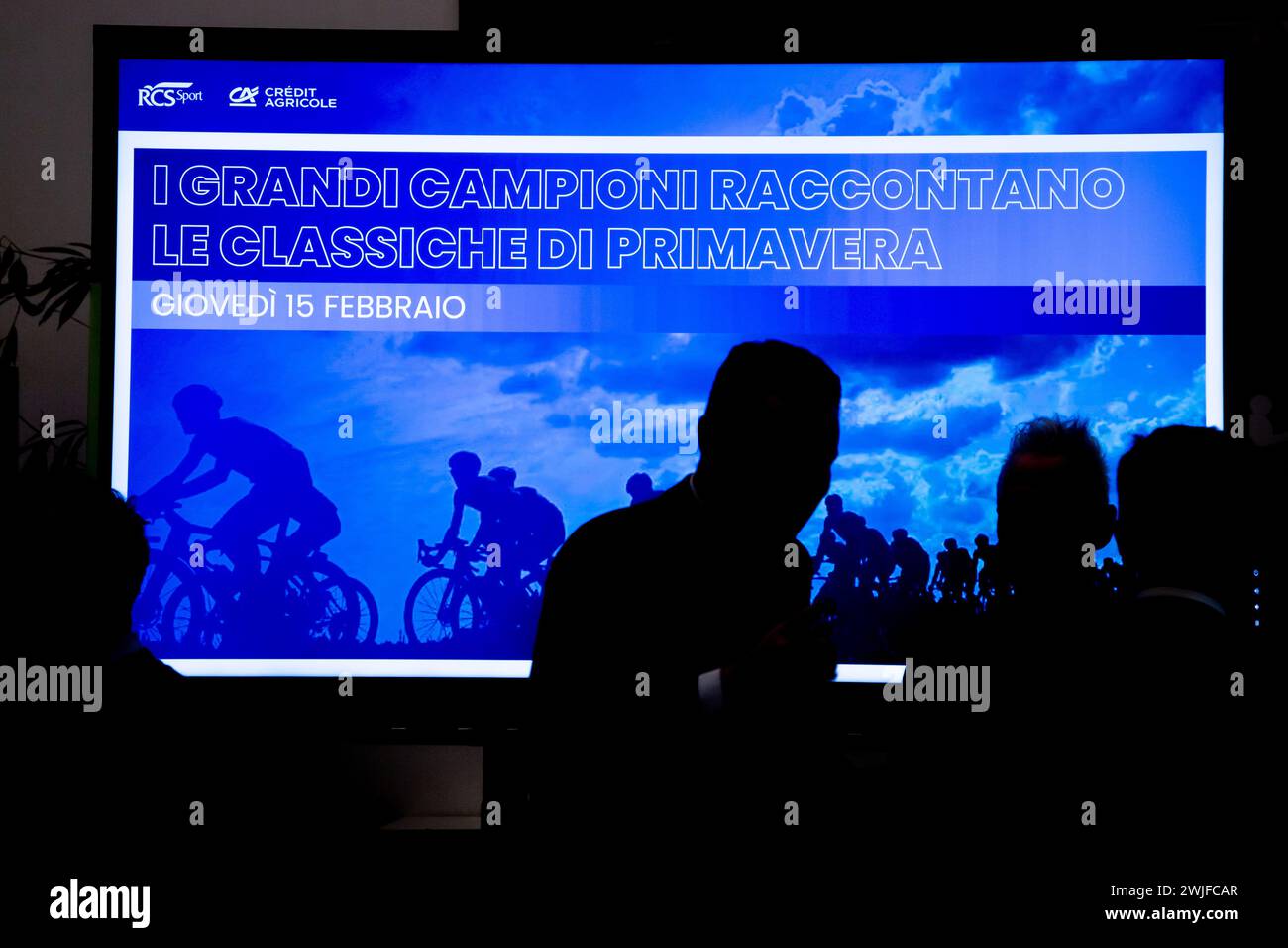 Milan, Italie. 15 février 2024. Foto Claudio Furlan/Lapresse 15-02-2024 Milano - NewsEvento “I grandi campioni raccontano le classiche di primavera” Organizato RCS Sport e Credit agricole presso le Village photo Claudio Furlan/Lapresse 15-02-2024 Milan - Actualités 'les grands champions racontent les classiques du printemps' événement organisé par RCS Sport et crédit agricole au Village crédit: LaPresse/Alamy Live News Banque D'Images