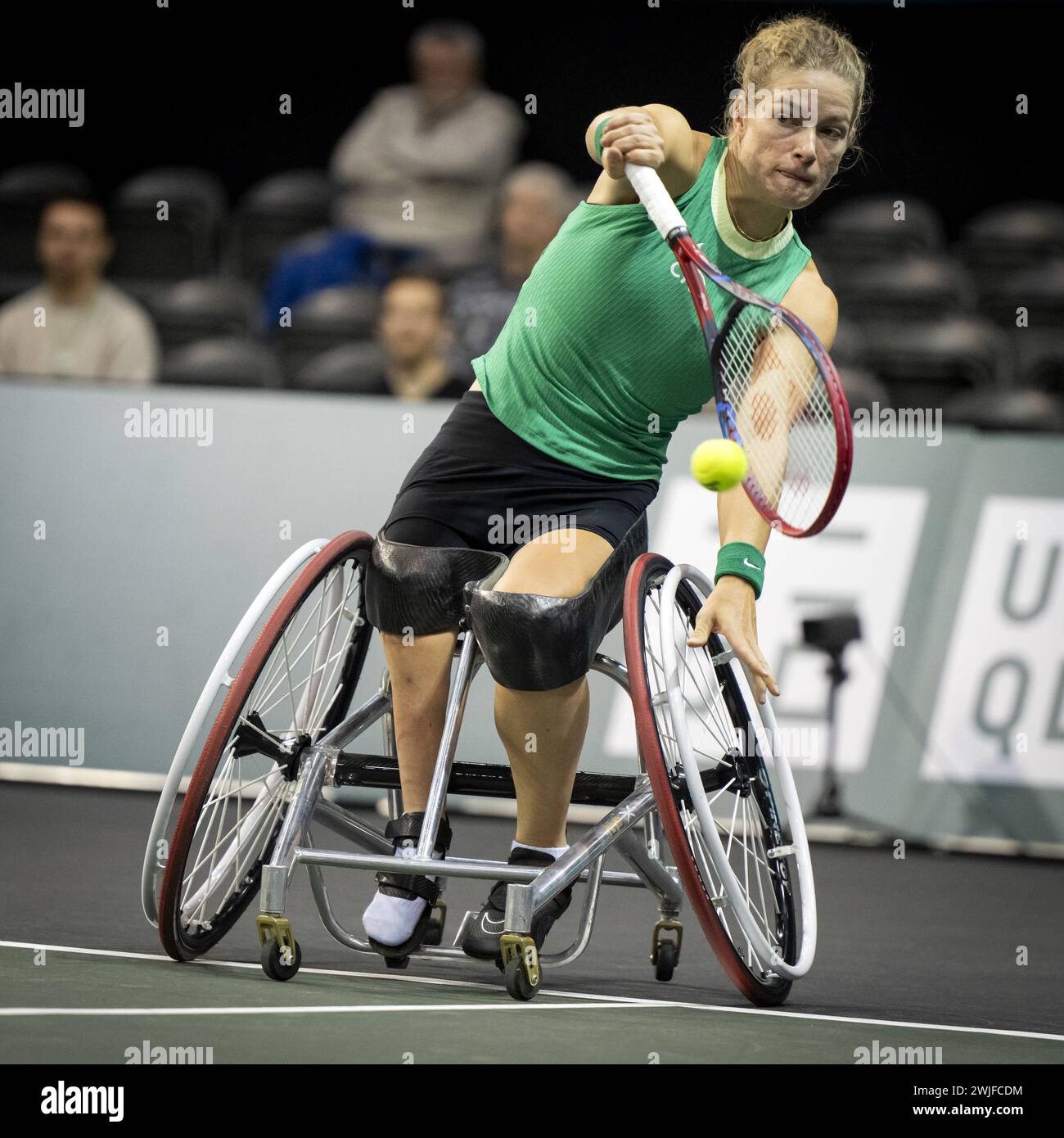 ROTTERDAM - le joueur de tennis en fauteuil roulant Diede de Groot le quatrième jour du tournoi ABN AMRO Open à Ahoy. PONCEUSE ANP KONING Banque D'Images