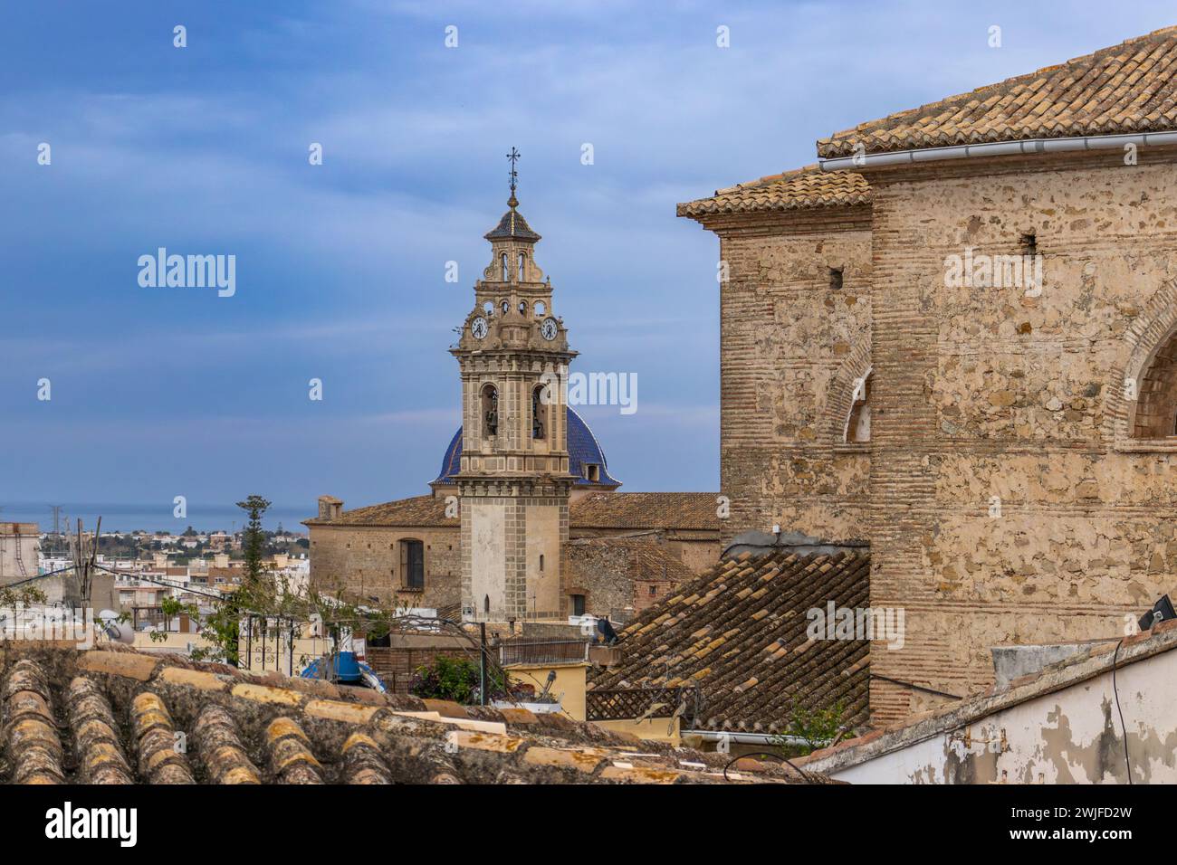 Vue panoramique de l'église San Roque, Oliva, Valence, Espagne Banque D'Images
