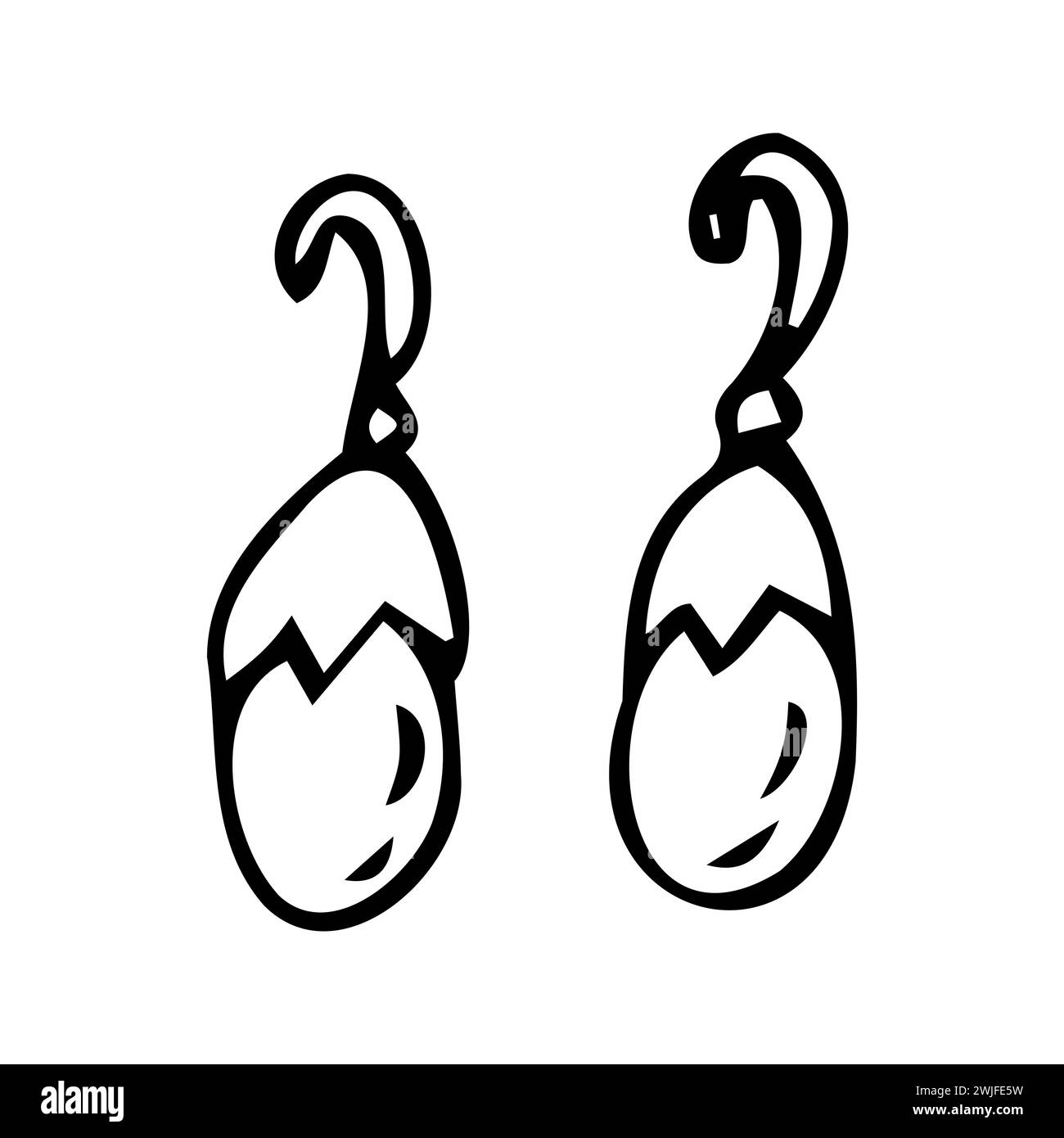 Croquis dessiné à la main de boucles d'oreilles de perles Doodle illustration vectorielle. Peut être utilisé pour la bannière de beauté pour les affaires de bijoux. Illustration de Vecteur