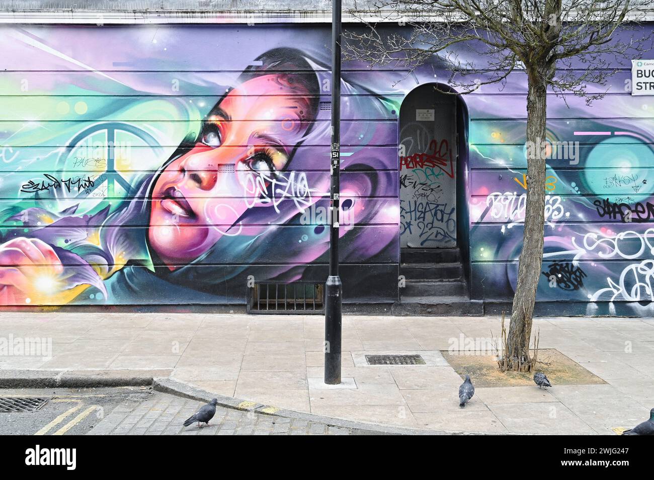 Peintures murales dans Camden Town Market, Londres, Royaume-Uni Banque D'Images