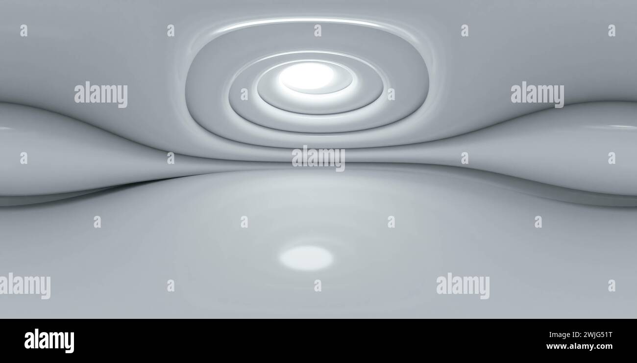 Abstrait Swirling White Patterns intérieur de bâtiment avec la carte de l'environnement vr panoramique Design 360 symétrique Banque D'Images