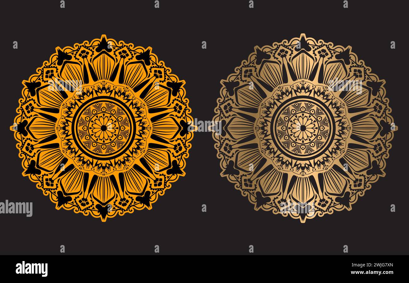 Design de fond de Mandala islamique de luxe. Motif circulaire en forme de mandala pour henné, Mehndi, tatouage, décoration. Illustration de Vecteur