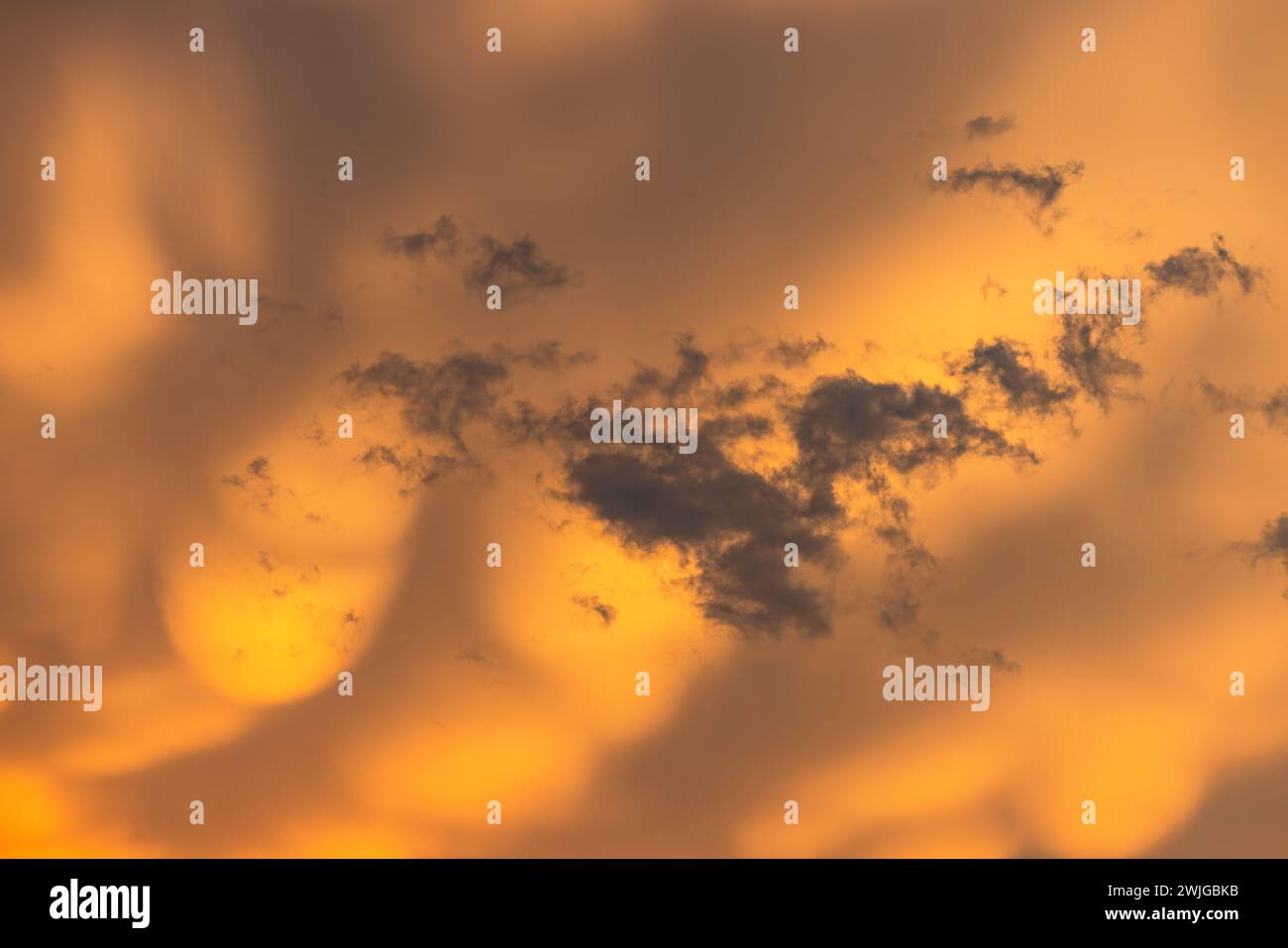 Temps spectaculaire avec des nuages jaunes spectaculaires lors d'un orage au coucher du soleil Banque D'Images Temps spectaculaire avec des nuages jaunes spectaculaires lors d'un orage au coucher du soleil Banque D'Images