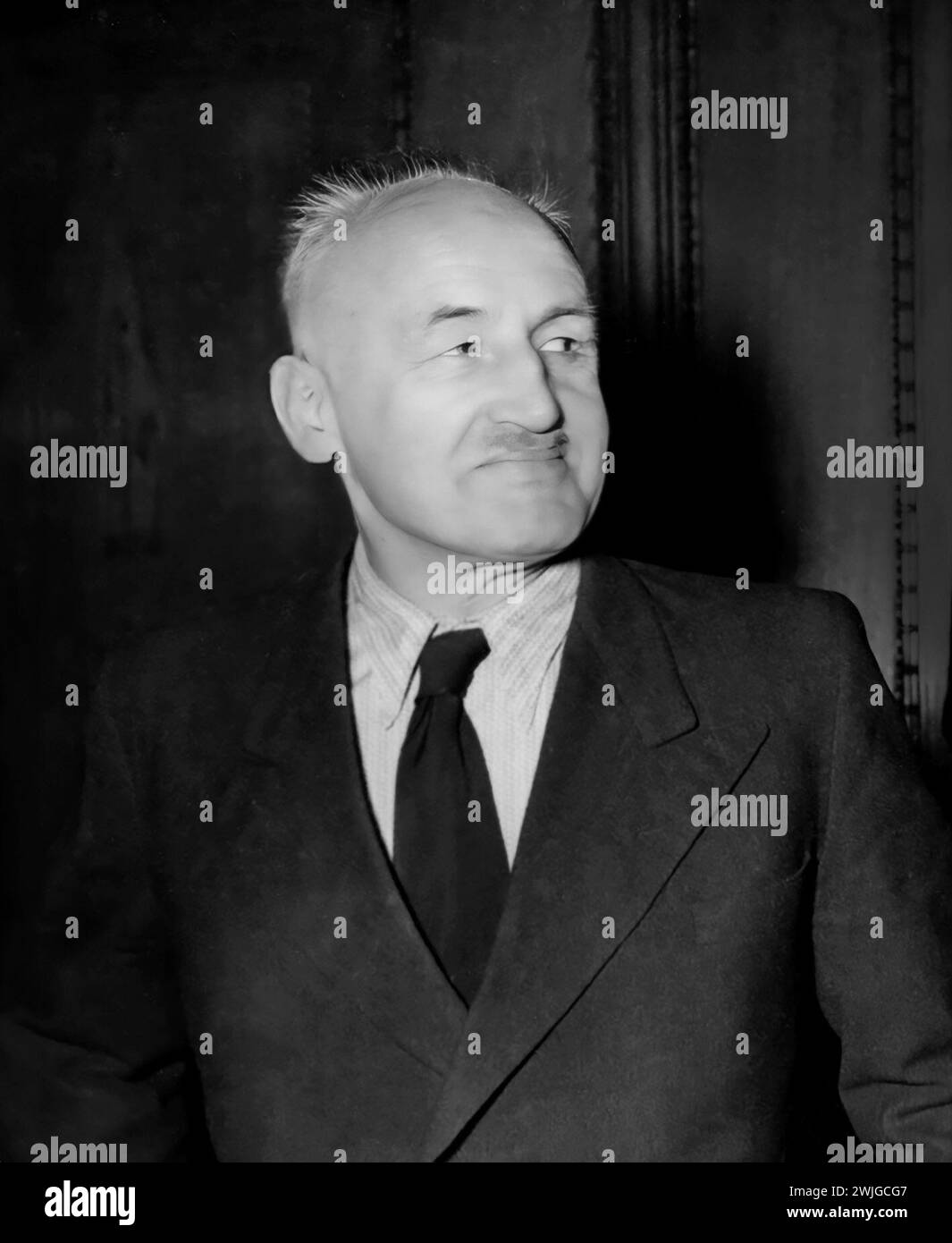 Julius Streicher. Portrait du leader nazi Julius Streicher (1885-1946) au procès des crimes de guerre de Nuremberg, 1946 Banque D'Images