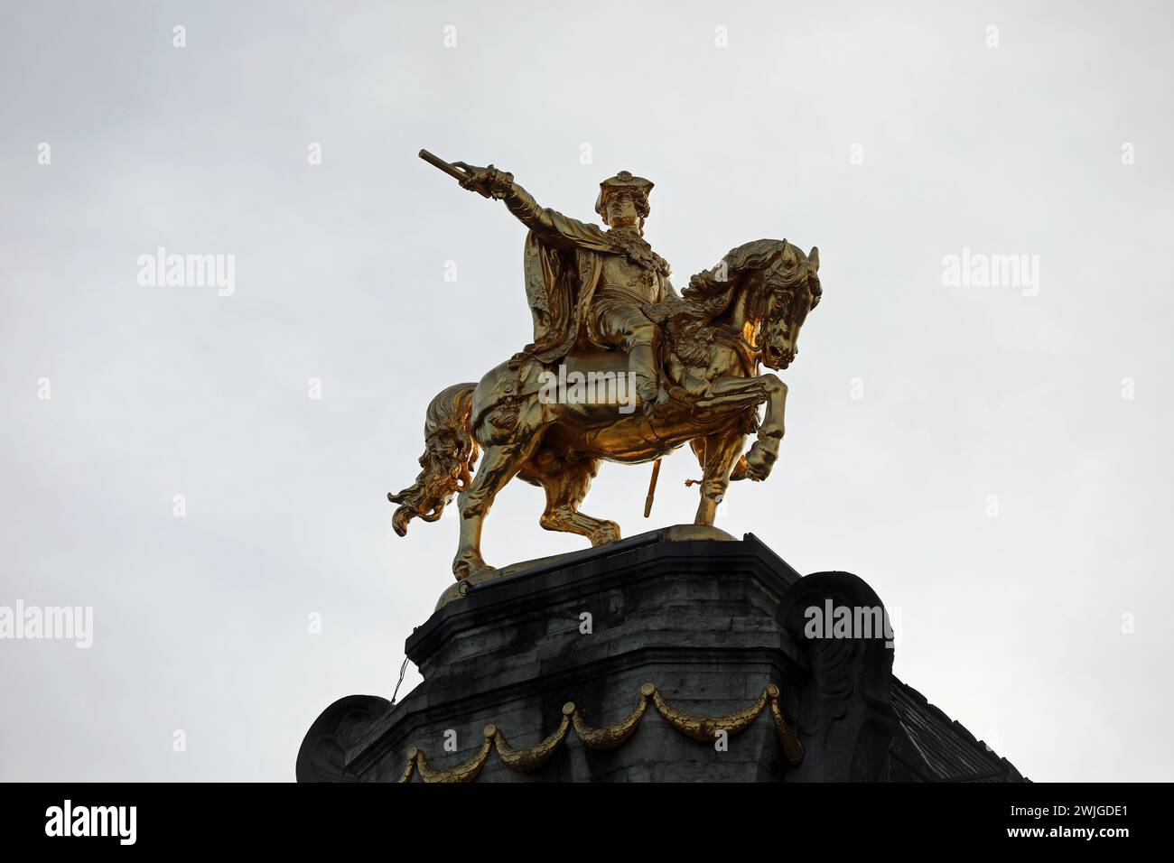 Statue équestre du prince Charles Alexandre de Lorraine sur la Maison de la Corporation des brasseurs à Bruxelles Banque D'Images