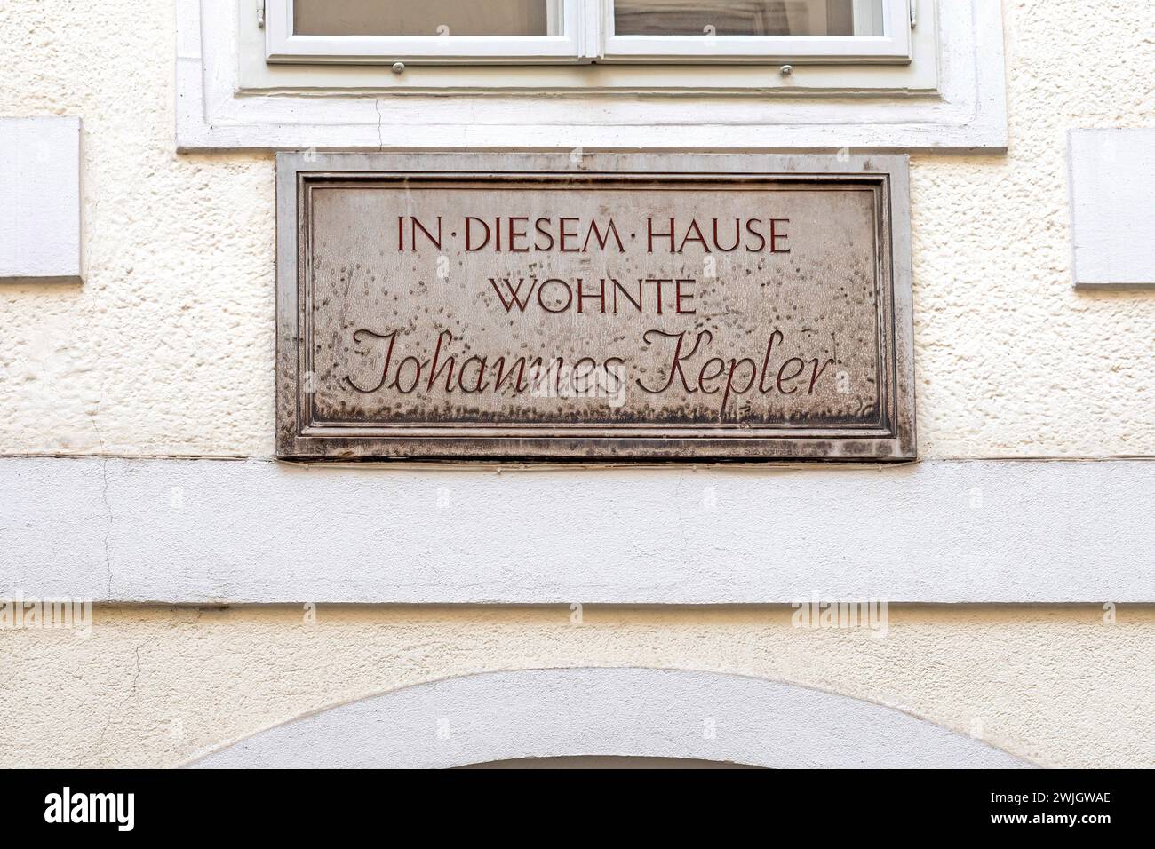 Plaque, Johannes Kepler Wohnhaus, Linz, haute-Autriche, Autriche Banque D'Images