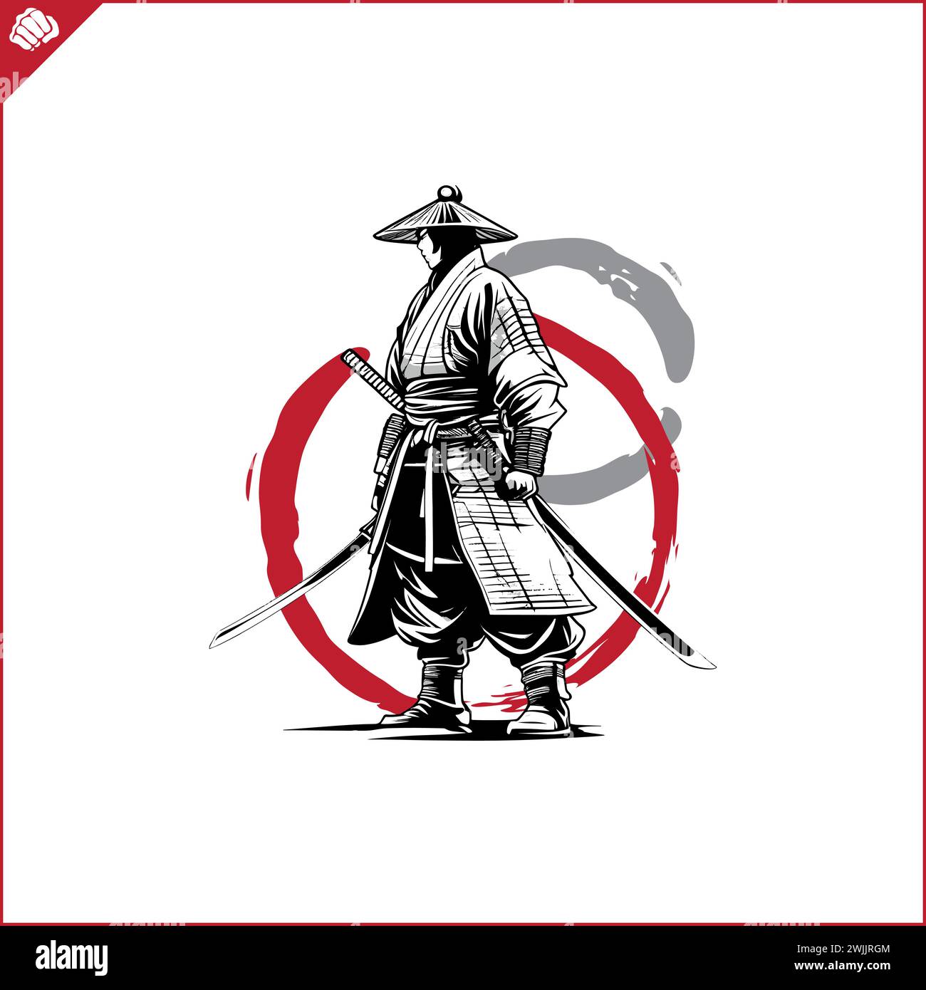 Samouraï. Guerrier japonais avec katana sward. Logo graphique. EPS vectoriel Illustration de Vecteur