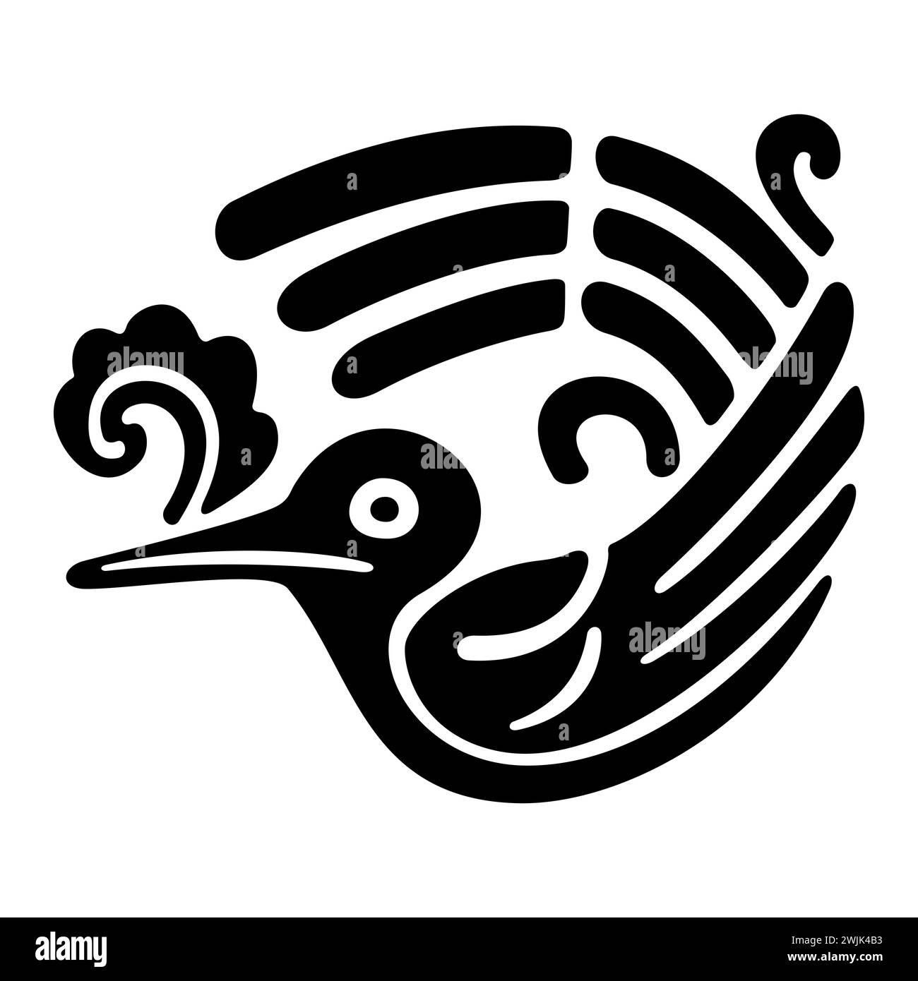 Colibri avec motif de fleurs, symbole du Mexique antique. Motif décoratif de timbre en argile aztèque, trouvé dans le Yucatan précolombien. Banque D'Images