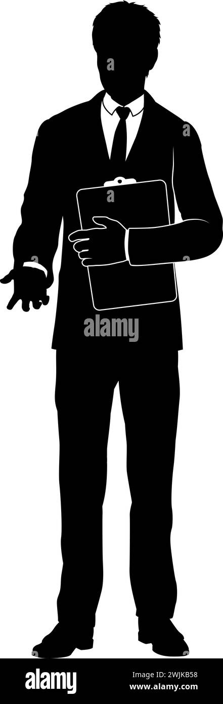 Homme d'affaires avec silhouette de presse-papiers Illustration de Vecteur