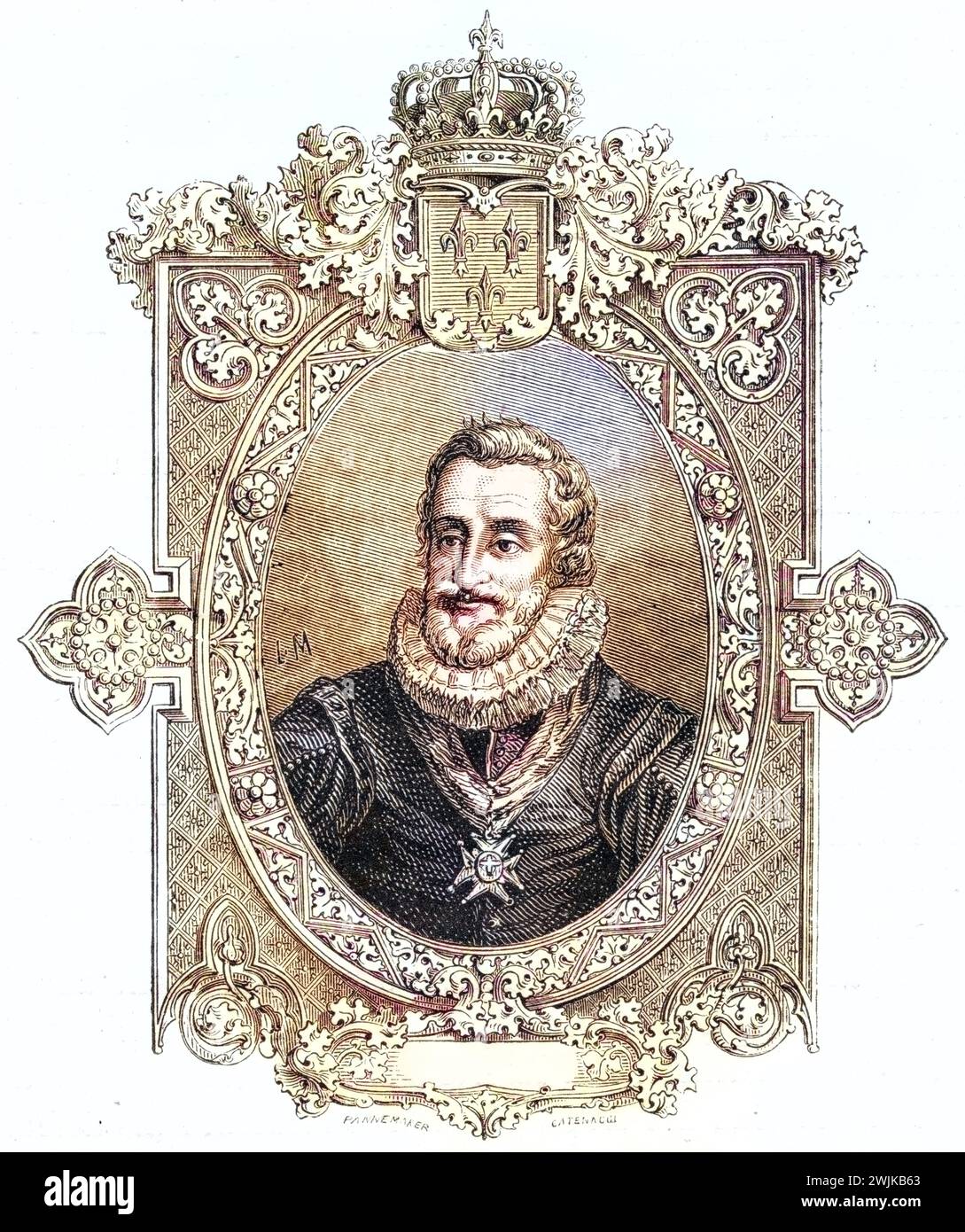 Heinrich IV., von Navarra, Henri IV, Henri quatre, Henri le Grand, okzitanisch Enric quate Lo Gran (geb. 13. Décembre 1553 à Pau, Navarre ; Gest. 14. Mai 1610 à Paris) War ab 9. Juni 1572 als Heinrich III König von Navarra und ab 2. Août 1589 bis zu seiner Ermordung AM 14. Mai 1610 als Heinrich IV. König von Frankreich, Historisch, digital restaurierte Reproduktion von einer Vorlage aus dem 19. Jahrhundert, date du dossier non précisée Banque D'Images