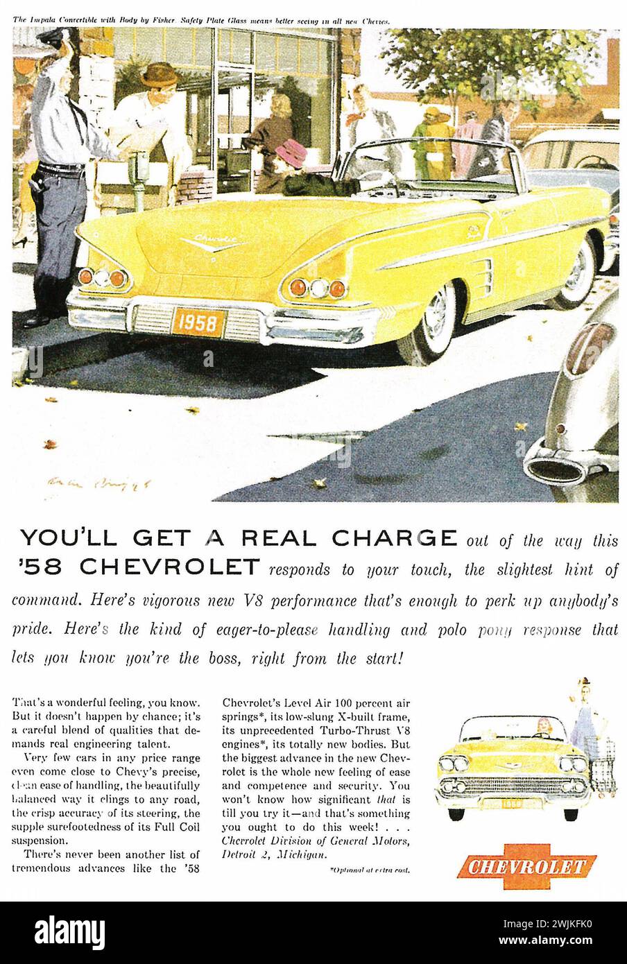 Publicité sur l'Impala cabriolet 1958 58 de Chevrolet Banque D'Images