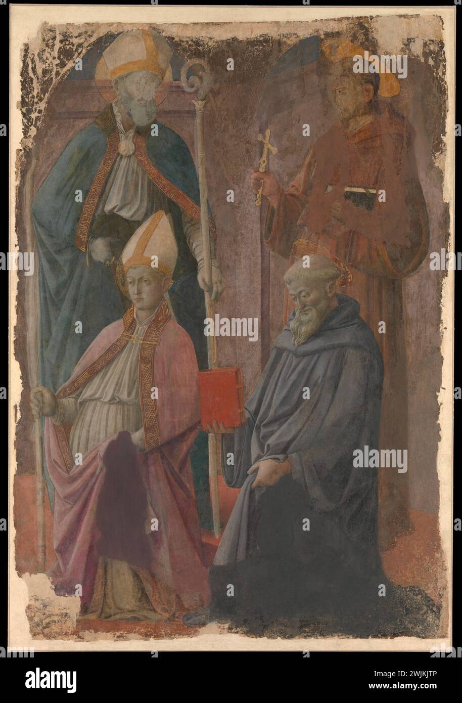Saints Augustin et François, un Saint évêque, et Saint Benoît Fra Filippo Lippi Banque D'Images
