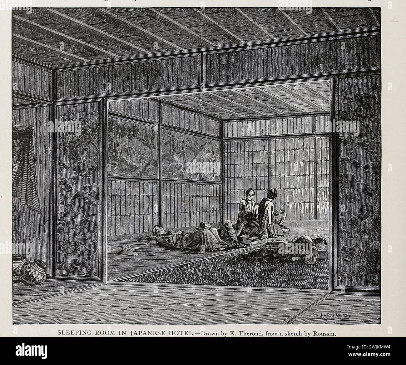 CHAMBRE À COUCHER DANS UN HÔTEL JAPONAIS de Cyclopedia histoire universelle : embrassant la présentation la plus complète et récente du sujet dans deux parties principales ou divisions de plus de six mille pages par John Clark Ridpath, 1840-1900 date de publication 1895 Éditeur Boston : Balch Bros Volume 7 histoire de l'homme Banque D'Images