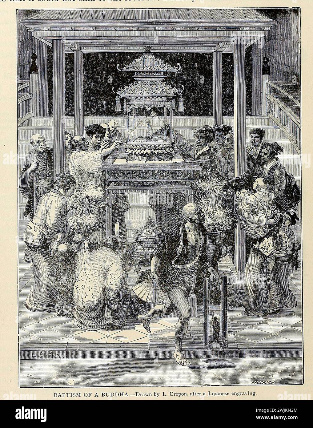 Baptême de Bouddha dessiné par L. Crepon de Cyclopédie histoire universelle : embrassant la présentation la plus complète et récente du sujet en deux parties principales ou divisions de plus de six mille pages par John Clark Ridpath, 1840-1900 date de publication 1895 Éditeur Boston : Balch Bros Volume 7 histoire de l'homme Banque D'Images