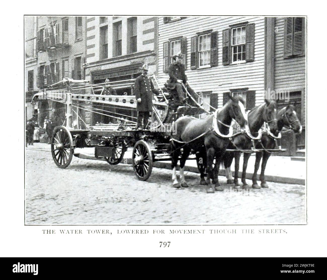 Le château d'eau abaissé pour le mouvement à travers les rues de l'article L'ÉQUIPEMENT ET L'ORGANISATION D'Une VILLE EIRE DÉPARTEMENT. Par Hugh Bonner. Tiré de l'Engineering Magazine consacré au progrès industriel volume XIV octobre 1897 - mars 1898 The Engineering Magazine Co Banque D'Images