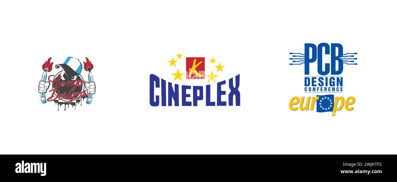 K-CINEPLEX, Conférence de conception de PCB, Congo Designs. Collection de logos d'arts et de design la plus populaire. Illustration de Vecteur