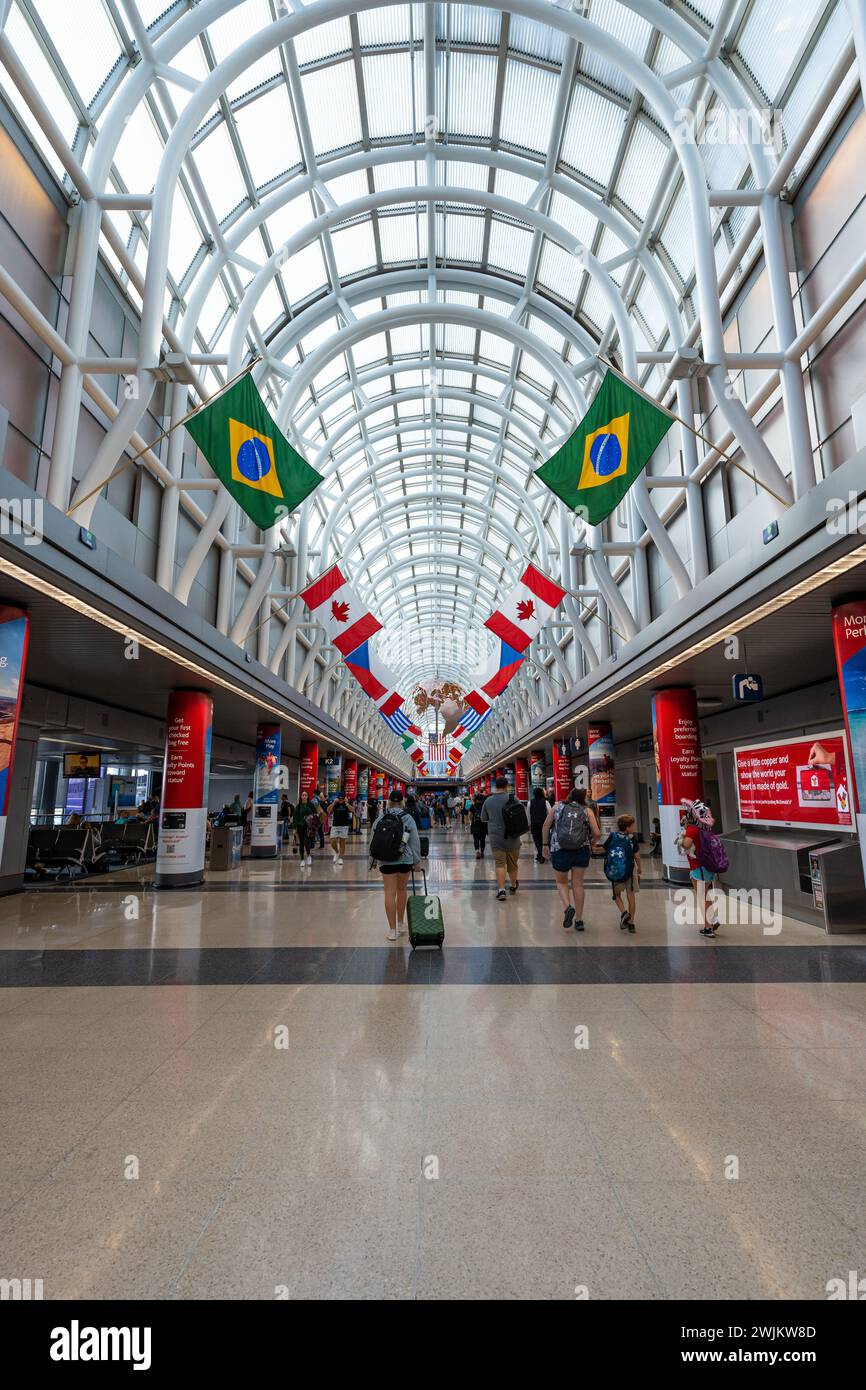 Hall of Flags de l'aéroport international O'Hare de Chicago Banque D'Images
