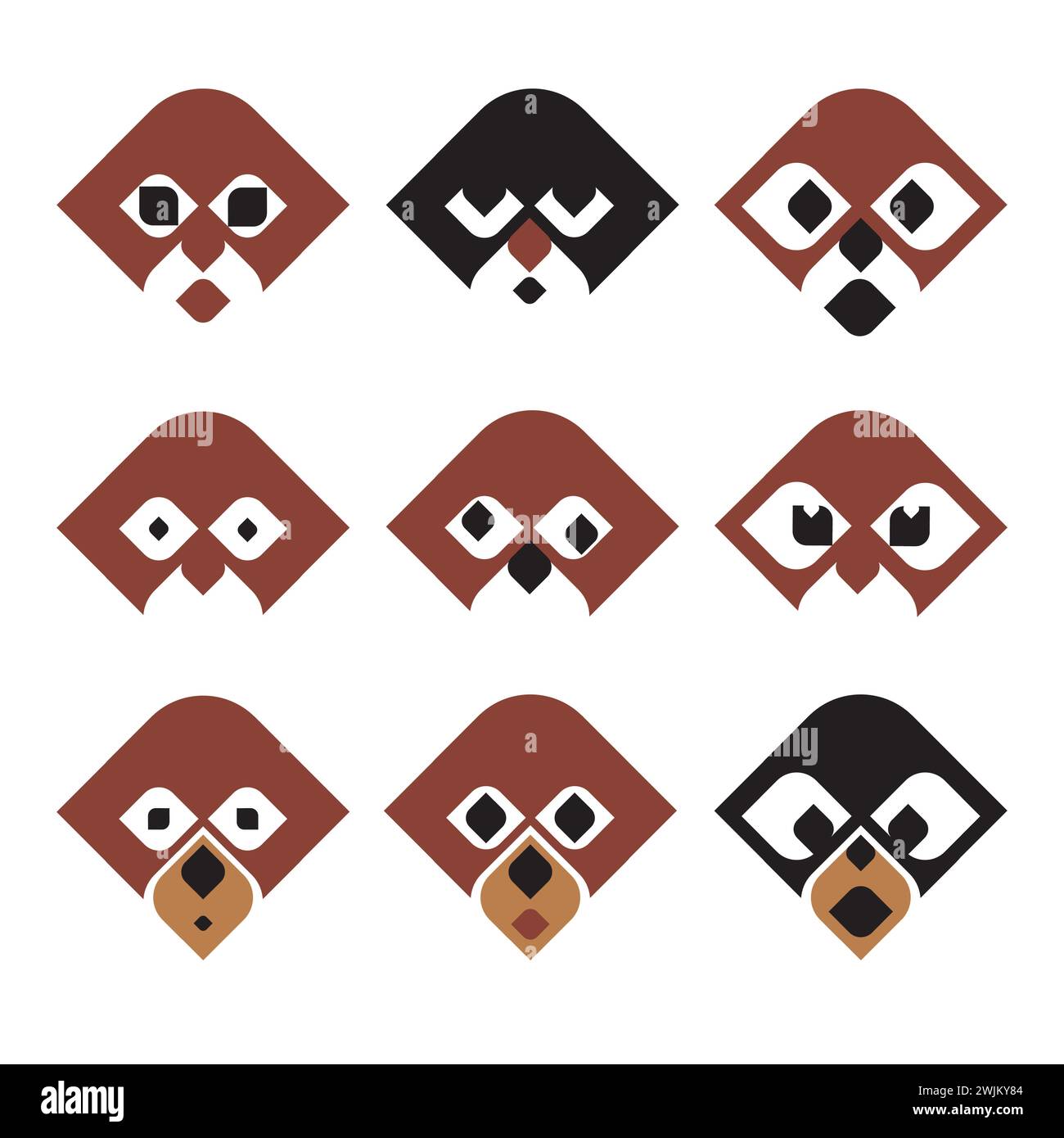 Visages abstraits de singes confus Illustration de Vecteur